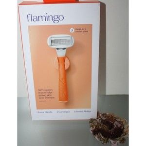 Flamingo 5-Blade Women's Razor: 1 Papaya Razor Handle + 2 Razor Blade Cartridges